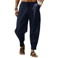 thumbnail image 5 of Pantalones casuales sueltos de lino y algodón transpirables de verano para hombre, 5 of 5