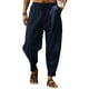 thumbnail image 5 of Pantalones casuales sueltos de lino y algodón transpirables de verano para hombre, 5 of 5