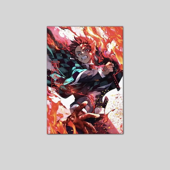 Anime Poster, Demon Slayer Kimetsu no Yaiba Tanjiro Fire Poster Print Poster Size 24''x36'' Goldengate