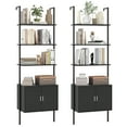 thumbnail image 1 of Gymax 2PCS 72.5'' Tall Bookshelf 5 Tier Wall Mount Ladder Bookcase w/ Cabinet Black, 1 of 10