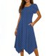 thumbnail image 1 of Mujeres Manga Corta Tops Casual Cuello Redondo Vestido de Impresión Irregularmente Falda Vestido de Manga Corta para Mujeres, 1 of 8