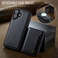 thumbnail image 2 of AutSpace Funda para Apple iPhone 16, Bloqueo RFID, Cuero PU, Compatible con MagSafe, Billetera Desmontable 2 en 1 con Tarjetero, Soporte, Cubierta Protectora Magnética, Negro, para iPhone 16, 2 of 10
