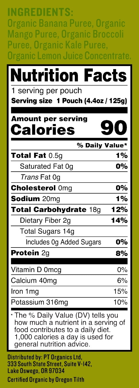 Peter Rabbit Banana, Mango Broccoli & Kale Snack 4.4 oz Squeeze Pouch Pack of 10