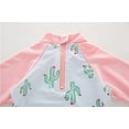 thumbnail image 6 of Styles I Love Toddler Little Girls Cactus Print Rash Guard and Striped Bottoms with Swim Hat 3pcs Swimsuit Beachwear (6) Pink, 6 of 6