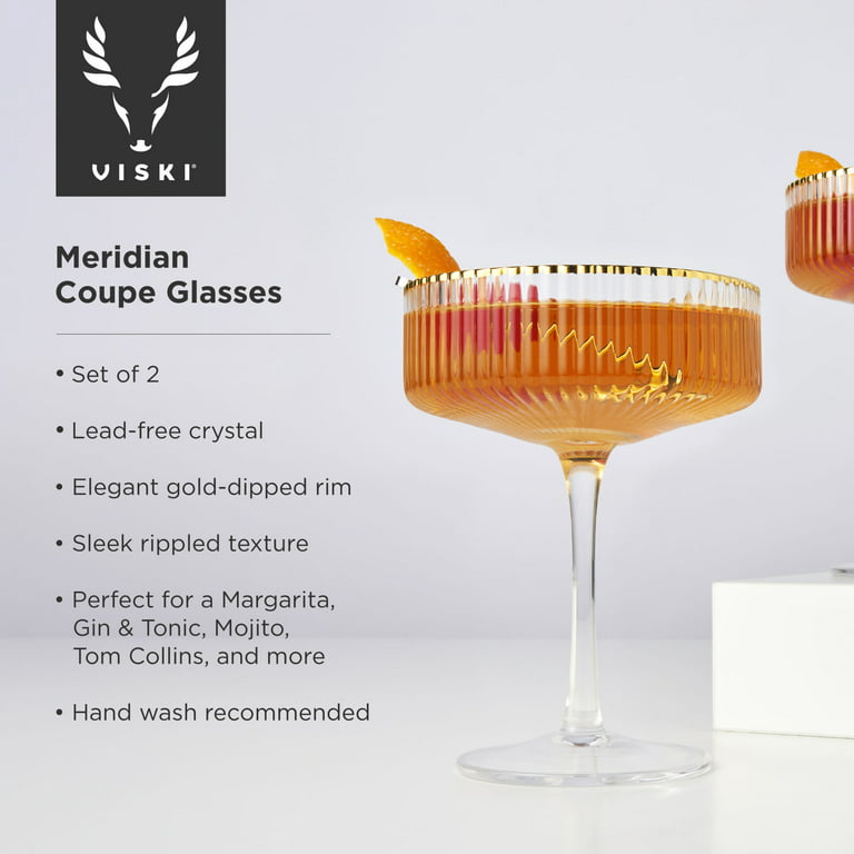 Viski Angled Crystal Coupe Glasses - 7 oz