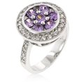 thumbnail image 1 of Genuine Rhodium Plated Fashion Ring with Amethyst CZ Center and Clear CZ Outer Layer in Silvertone - Size 7, 1 of 1