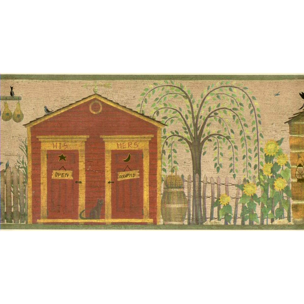 879177 Primitive Country Outhouses Wallpaper Border