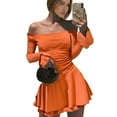 thumbnail image 1 of WILLBEST Vestidos Cortos Para Mujer Vestido Mini Fruncido Con Hombros Descubiertos Para Mujer Vestido Corto Ajustado Belleza De Manga Larga Con Volantes En Capas Y Fluido Para Otoño 288, 1 of 3