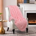 thumbnail image 2 of Noahas Shaggy Longfur Throw Blanket with Sherpa Warm Underside, Lightweight and Washable Kids Girls Room Decorative Blanket, 50''x60'', Pink, 2 of 7