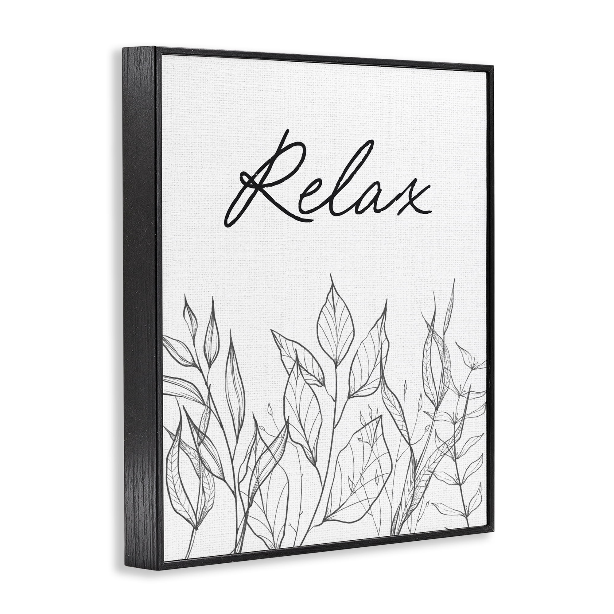 Relax with Leaf Outlines Black Framed Giclee Art, design by Lettered and Lined