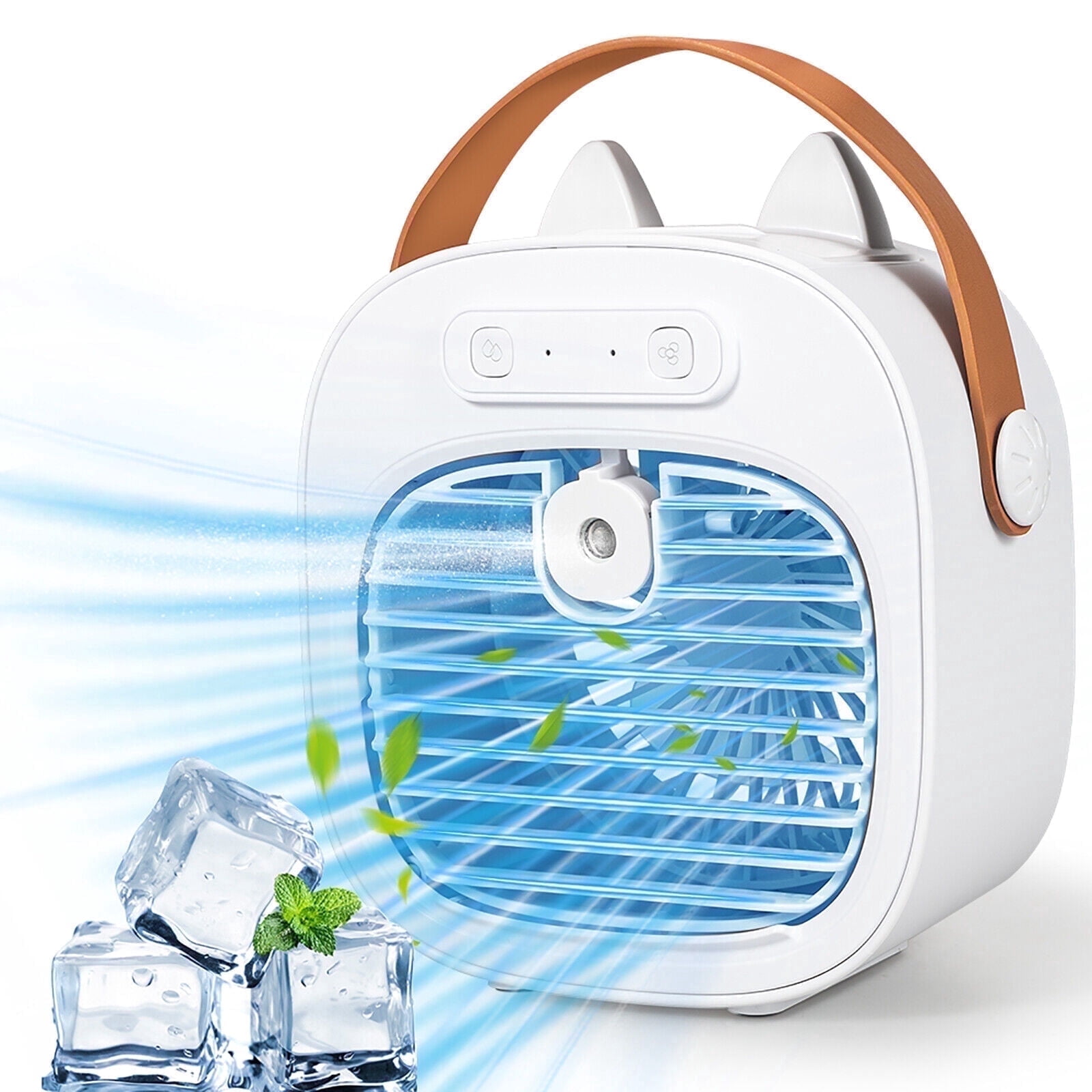 Rowyig Portable Air Conditioners/Spray Fan, Rechargeable Mini Air Conditioner with 3 Speeds, Small Desk Air Conditioner Fan for Bedroom, Office, Outdoor(White)