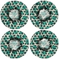 thumbnail image 2 of Shower Caps,Leopard Pattern with Green and Black Spots Waterproof Shower Cap for Women 4 Pieces,Double Reusable Hair Cover for Shower PEVA Elastic Stretch Hem, 2 of 7