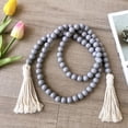thumbnail image 3 of 58inch Macrame Wood Bead Garland With Tassels Rustic Farmhouse Tiered Tray Holiday Decorations Natural Country Home Decor, 3 of 7