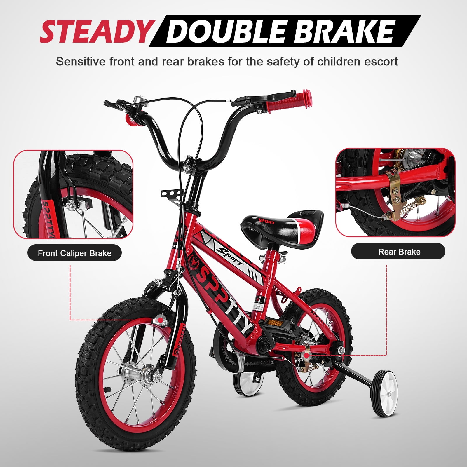 SPPTTY Kids Bike for 2-16 Years Old,12"-20" Bike for Boys Girls with Training Wheels,Dual Hands Brakes