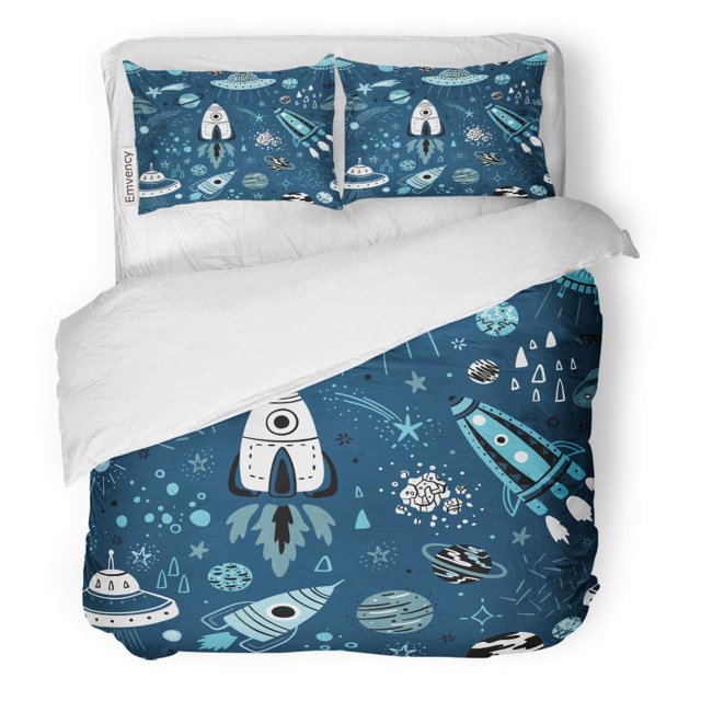 Juego de Ropa de Cama ABPHQTO 3 Piezas Galaxia Espacio 90 x 68 pulgadas con 2 fundas de almohada