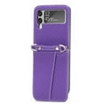 thumbnail image 3 of Dteck For Samsung Galaxy Z Flip4,Shockproof Artificial Leather Adjustable Shoulder Strap Case Cover,Purple, 3 of 7