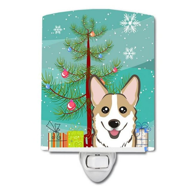 Carolines Treasures BB1625CNL Christmas Tree & Sable Corgi Ceramic Night Light