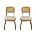 thumbnail image 1 of Ilios Innova | Paquete de 2 Sillas Vela de Comedor de Madera de Caucho, Estilo Nórdico con Respaldo de Ratán PE y Asiento Acolchado de Tela, Sillas Decorativas Modernas, 1 of 9