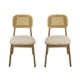 thumbnail image 1 of Ilios Innova | Paquete de 2 Sillas Vela de Comedor de Madera de Caucho, Estilo Nórdico con Respaldo de Ratán PE y Asiento Acolchado de Tela, Sillas Decorativas Modernas, 1 of 9