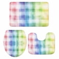 thumbnail image 2 of Abstract Bathroom Rugs Set Gradient Color Plaid Non Slip Absorbent Soft Bath Mats 3 Piece Set with Bathroom Rug, U-Shaped Floor Mat, Toilet Seat Cover Large Size, 2 of 9