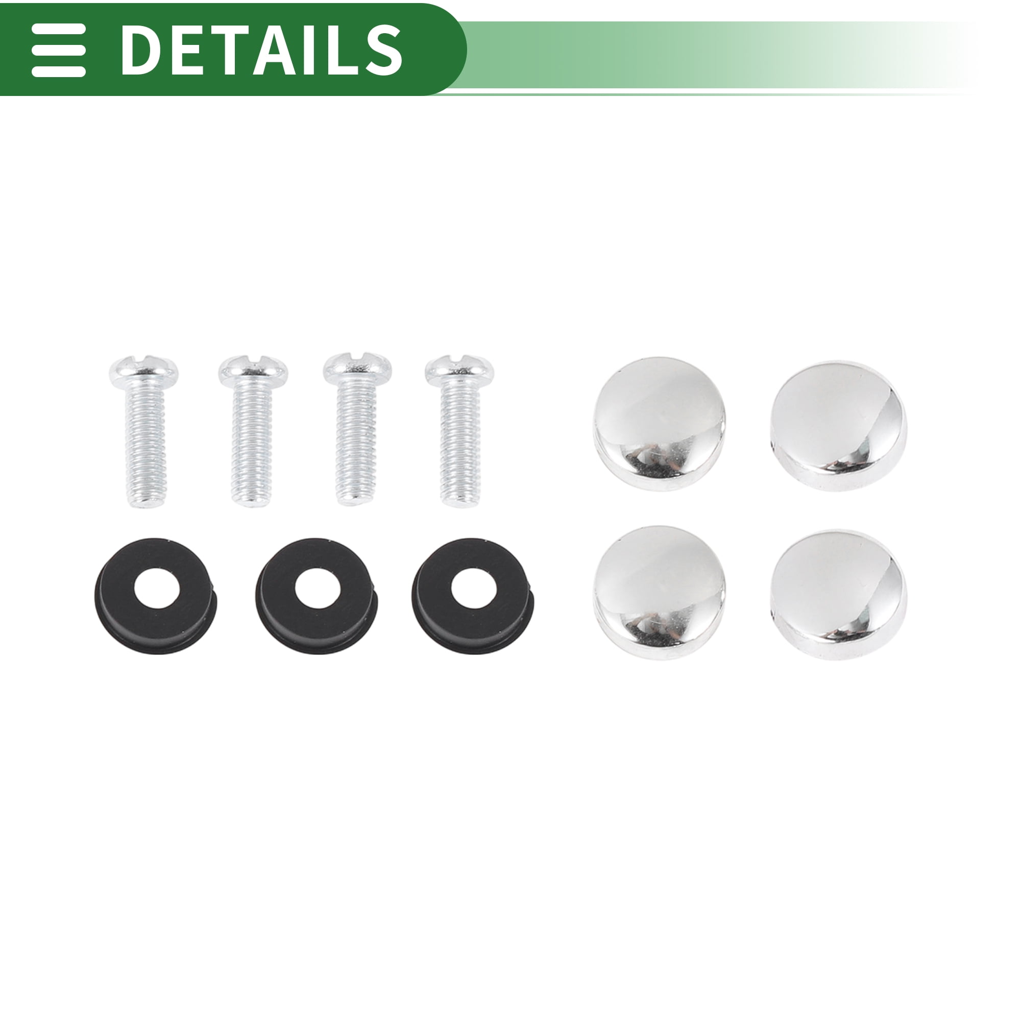 Unique Bargains Stainless Car Front Rear Holder With Screws Caps 4 Hole Silver Tone