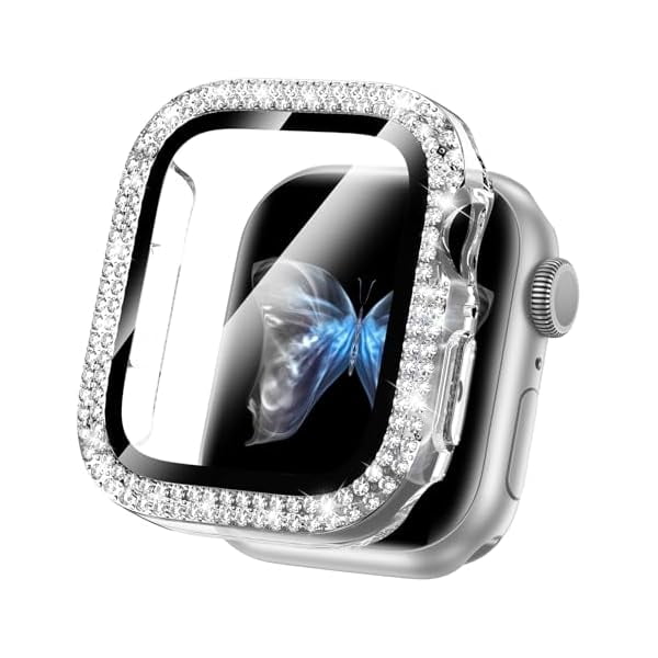 wonima44 44mm Bling Case Compatible for Apple Watch Screen Protector Series 6 5 4, SE 3/2/1 for Women, Glitter Diamond Rhinestone Face Cover for iWatch 44 mm Accessories