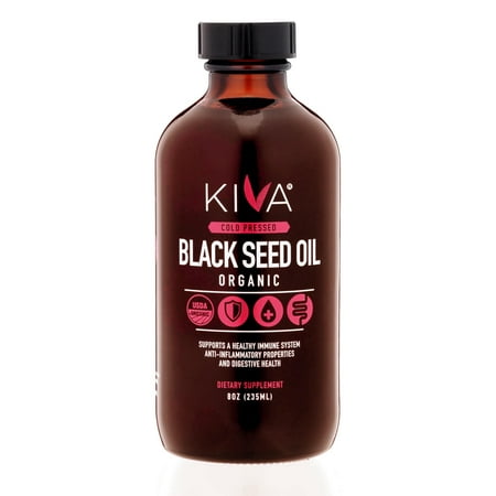 Kiva Black Seed Oil - Organic, Cold-pressed and RAW - 8-Ounce (GLASS