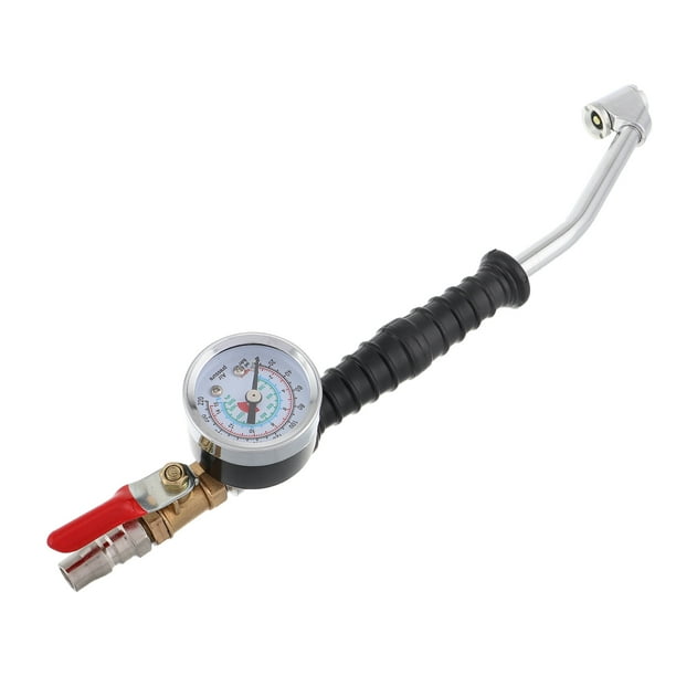 Inflador de neumáticos de alta resistencia con boquilla extendida y manómetro para inflado rápido de neumáticos de camión.