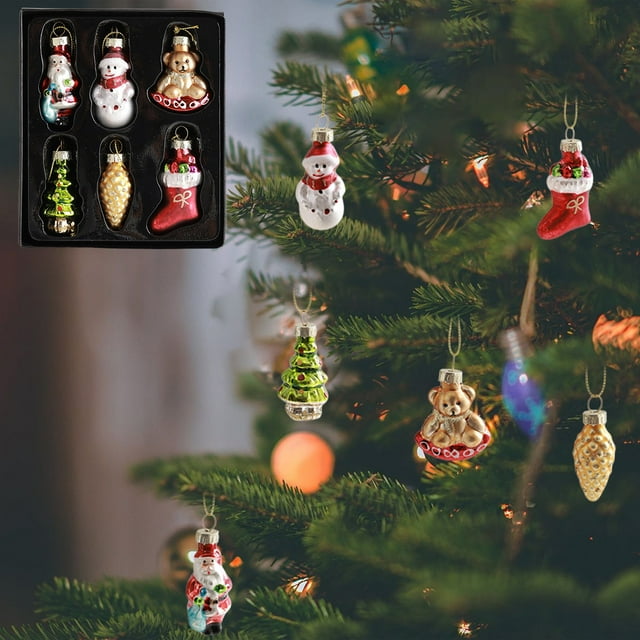 Christmas Glass Ornament Set Unique Snowman And Tree Decorations For Holidays Home Decor