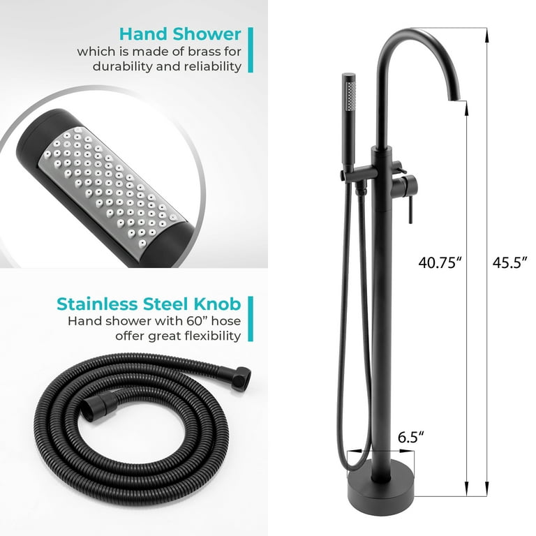 Stand Alone Tub Filler with Floor Mount – Freestanding 46 in Tub