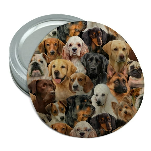 Dogs Lab Retriever Dachshund Poodle Pattern Round Rubber Non-Slip Jar Gripper Lid Opener