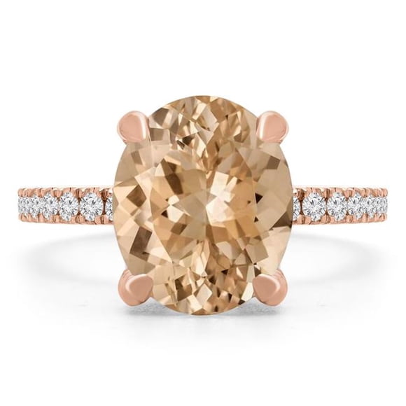 Majesty Diamonds MD190408-7.25 3.4 CTW Oval Pink Morganite Under Halo Engagement Ring in 14K Rose Gold - Size 7.25