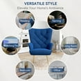 thumbnail image 3 of Daluvenix Adjustable Legs Accent Chair, Velvet/Leather Upholstery, High Wide Armrest & Thick Pad, 300LBS Weight Capacity Single Sofa, Blue, 3 of 6