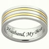 Personalized Men's Stainless Steel Striped Message Band