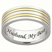 Personalized Men's Stainless Steel Striped Message Band