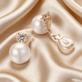 thumbnail image 5 of Yoursfs Big Pearl Clip on Earrings with Cubic Zirconia Gold Plated Freshwater Cultured White Pearl Earrings for Women Bride Wedding Jewelry, 5 of 6