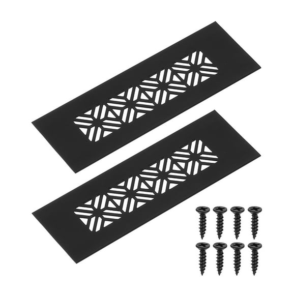 2Pack Aluminum Alloy Air Vents, 150 x 50mm / 5.9 x 2" Rectangle Louvered Ventilation Grille Cover with Mounting Screws for Door Cabinet Wardrobe, Matt Black
