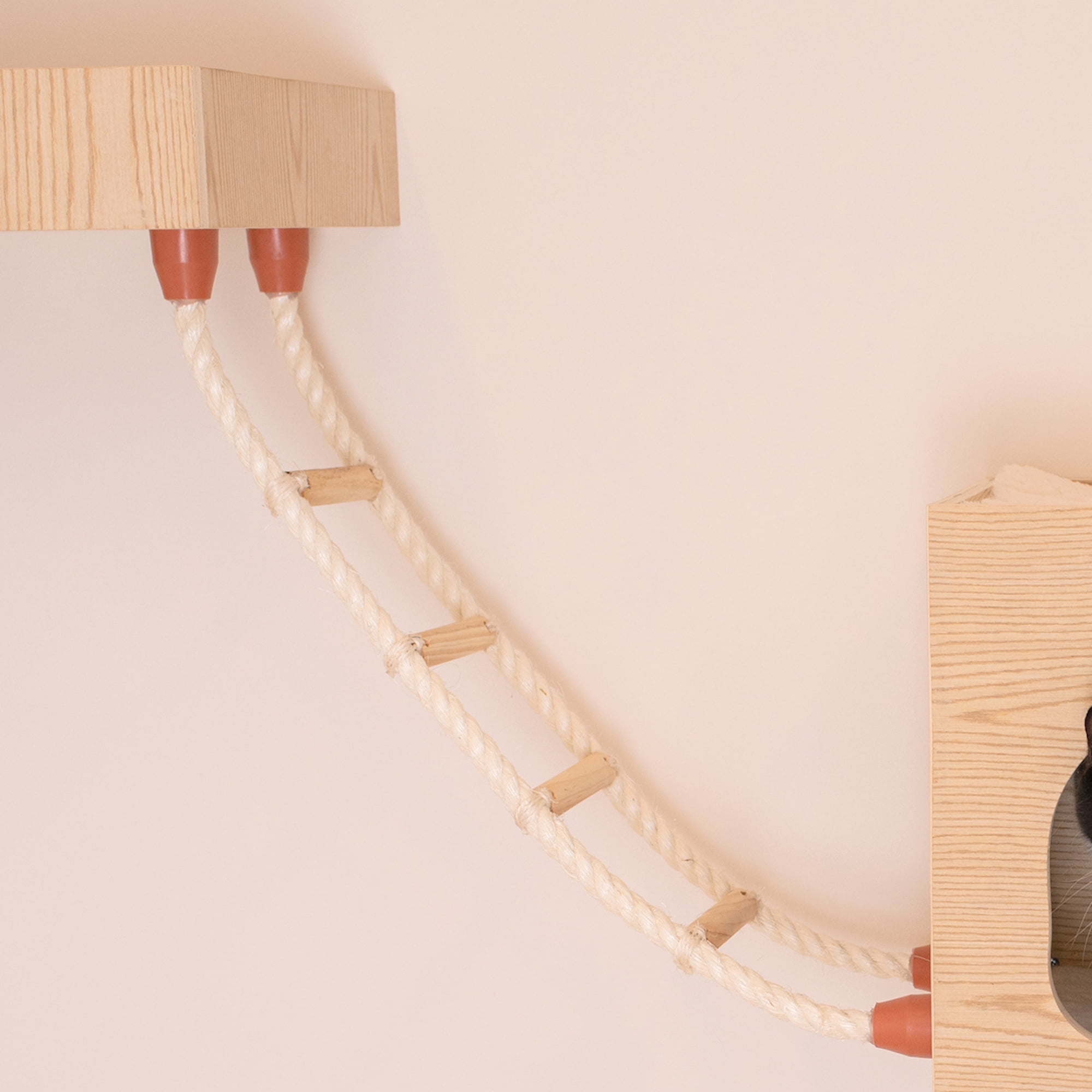 Armarkat W1907E Wall-Mounted Cat Climbing Ladder Solid Wood Sisal Rope 28"