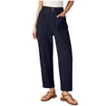 thumbnail image 2 of Clearance under 10$ Sevevn Women Fashion Lisure Solid Color Elastic Waist Sports Casual Pants With Side Pockets Summer Gift Dark Blue XXL, 2 of 8