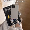 thumbnail image 1 of Funda de teléfono suave y sólida con cordón cruzado para iPhone 13 MiNi 12 11 Pro Max 14 Pro XS XR X 8 7 Plus SE3, funda de silicona con correa de Corea Tan Jianjun unisex, 1 of 2