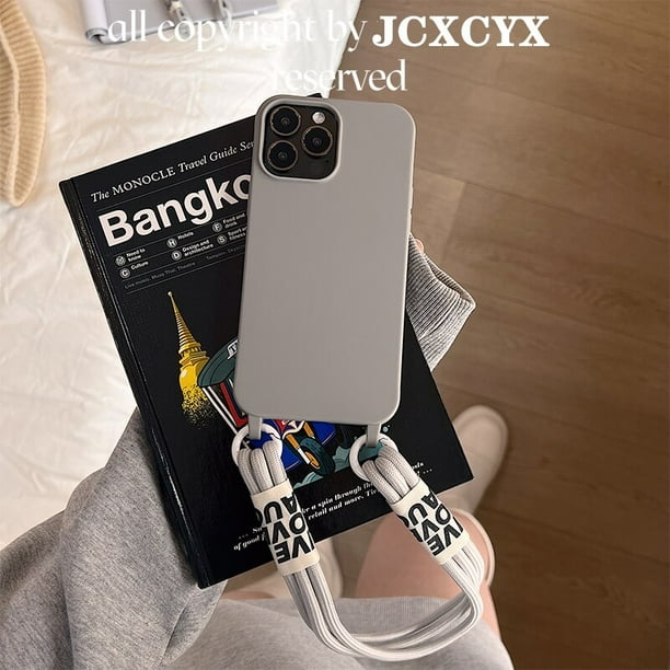 Funda de teléfono suave y sólida con cordón cruzado para iPhone 13 MiNi 12 11 Pro Max 14 Pro XS XR X 8 7 Plus SE3, funda de silicona con correa de Corea Tan Jianjun unisex