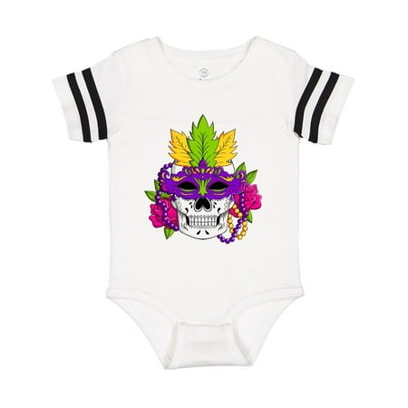 

Inktastic Mardi Gras Skull with Masquerade Mask Gift Baby Boy or Baby Girl Bodysuit