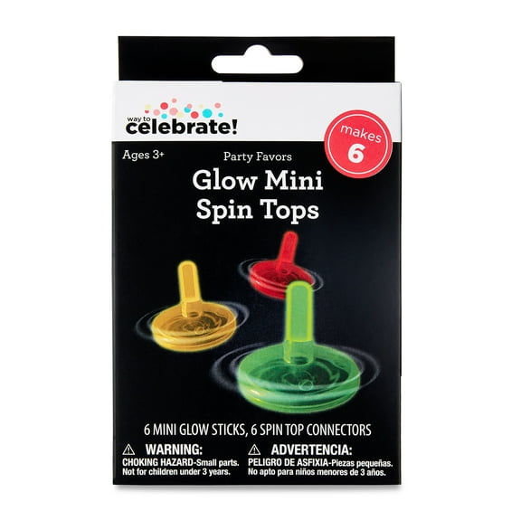 Red/Yellow/Green Glow Mini Spin Top Party Favors, 6 Pieces, by Way To Celebrate