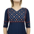 thumbnail image 2 of Atasi Casual Women's Embroidery Blue Rayon Straight Kurti Designer Clothing-14, 2 of 8