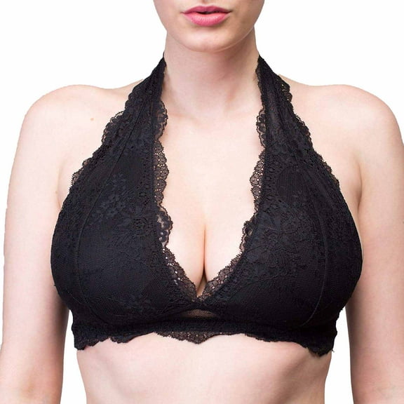 Bra Lab Womens Interchangeable Bettina Lace Bralette (Black, X-Large)