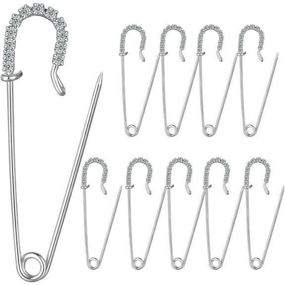 10 retro safety pins brooches alloy rhinestone all-match decoration for Halloween and Christmas with denim jacket bag decoration