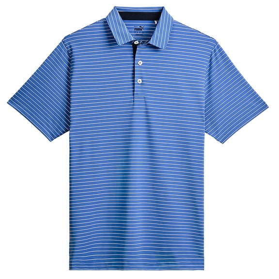 New Puma Boy's Mattr Tucker Polo Festive Blue/White Glow Small