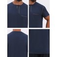 thumbnail image 7 of DARING DIVA Men's Henley Crew Neck Short Sleeve Button Down T-Shirt L Navy Blue, 7 of 7