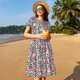 thumbnail image 4 of Easygdp Rose Mix Leopard 3 para Vestido Transpirable de Mujer, Vestido Suelto de Manga Corta con Pliegues y Bolsillos para el Verano, 4 of 6