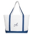 thumbnail image 2 of DALIX Quality Canvas Tote Bags Large Beach Bags Navy Blue Monogrammed A, 2 of 8